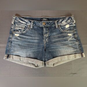 Silver Jeans Sam Shorts Womens W30 Distressed Denim Cuffed Mid Rise Stretch
